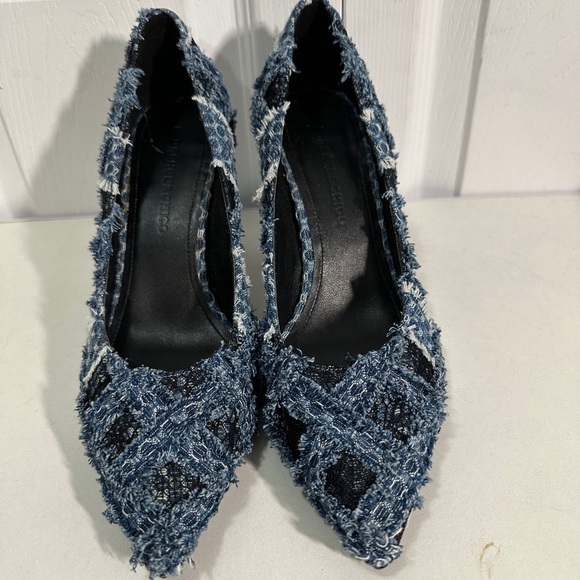 Laurence Shoes - Stylish Frayed Denim Heels